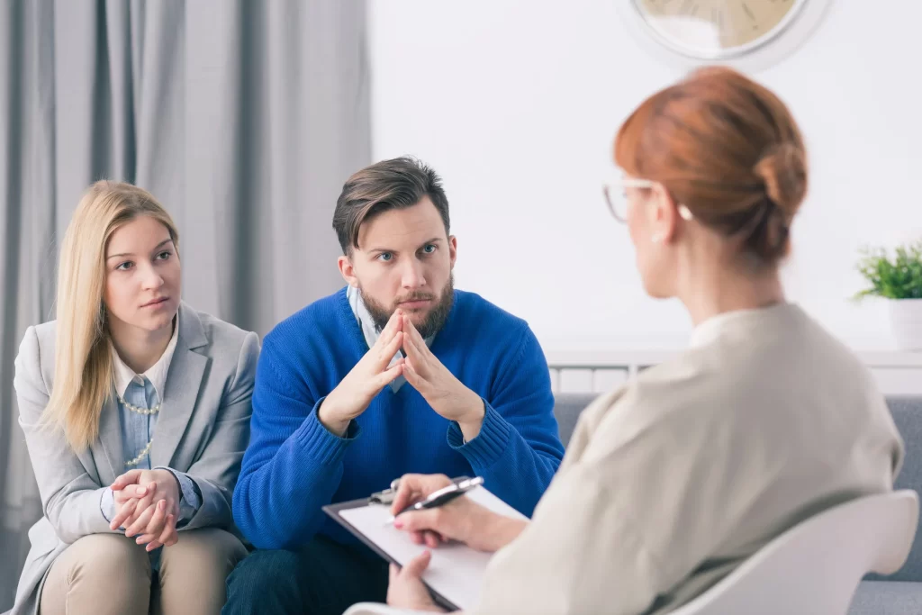 Collaborative divorce attorney meeting with clients in Saratoga Springs NY